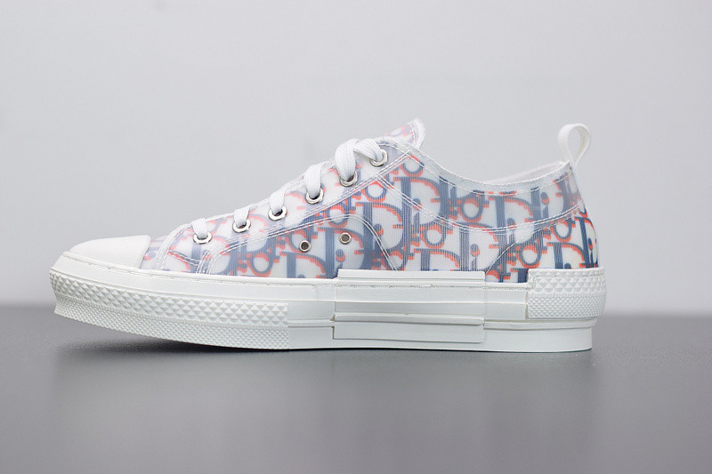 dio* b23 low-top sneaker in blue & red oblique