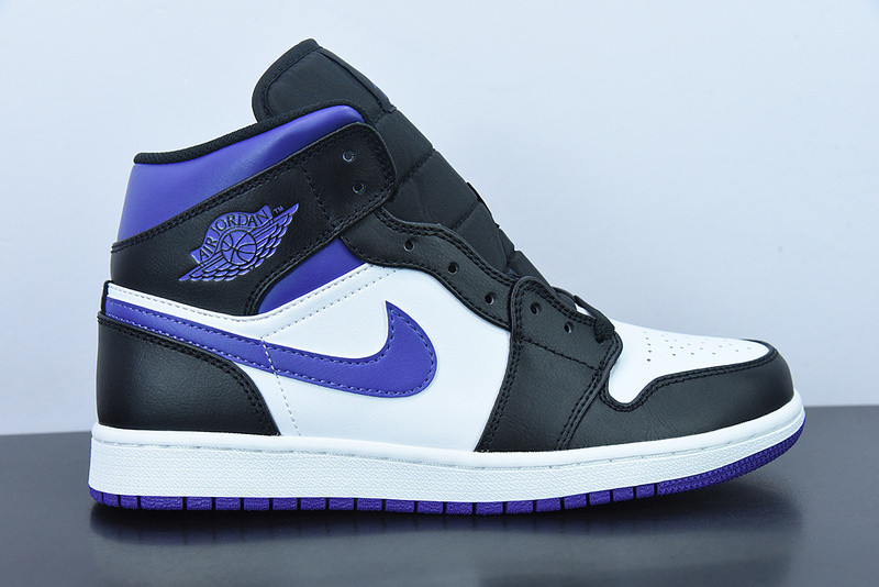 air jordan 1 mid white black purple 554724-095